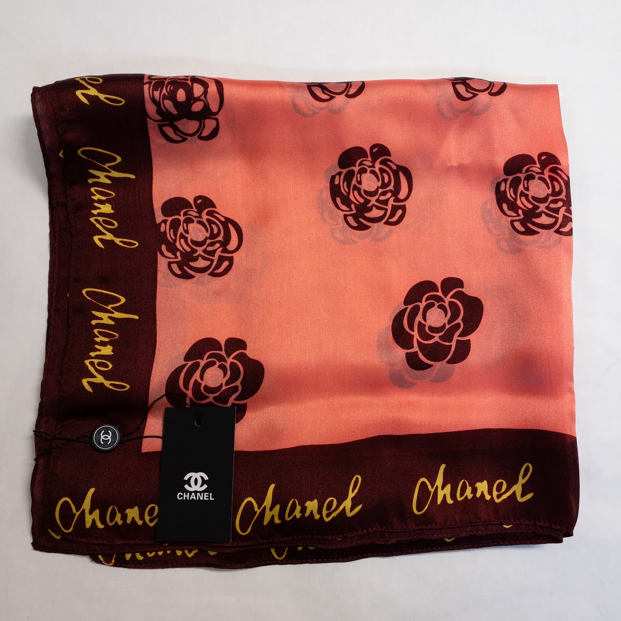 Chanel NEW Silk Rose Monogram Scarf