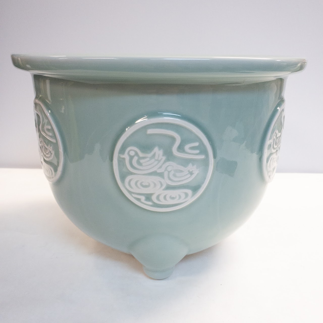 Gump's Footed Celadon Ceramic Planter