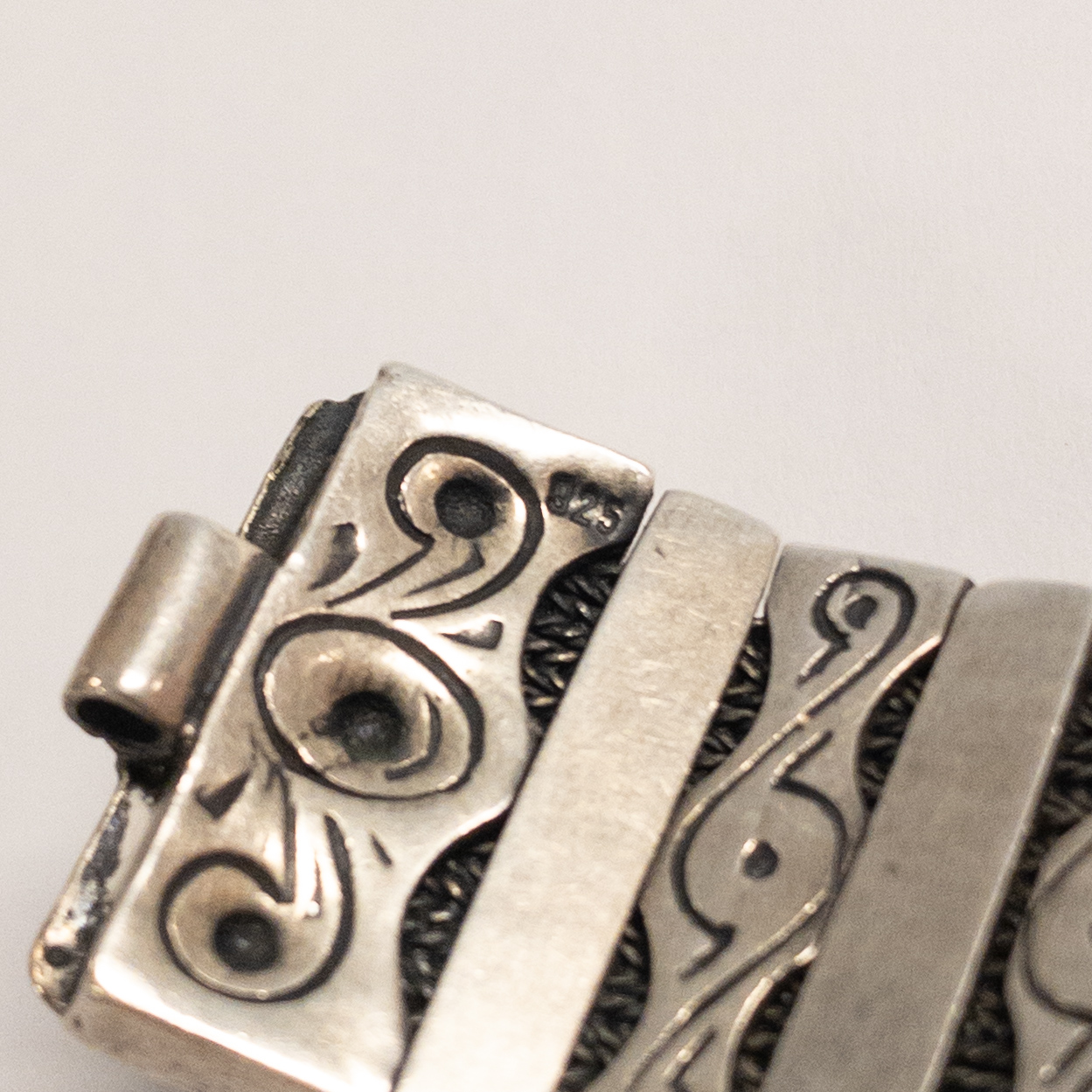 Sterling Silver Heavy Etched Link Bracelet