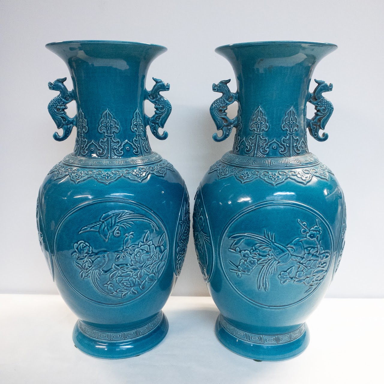 Pair of Turquoise Chinese Vases