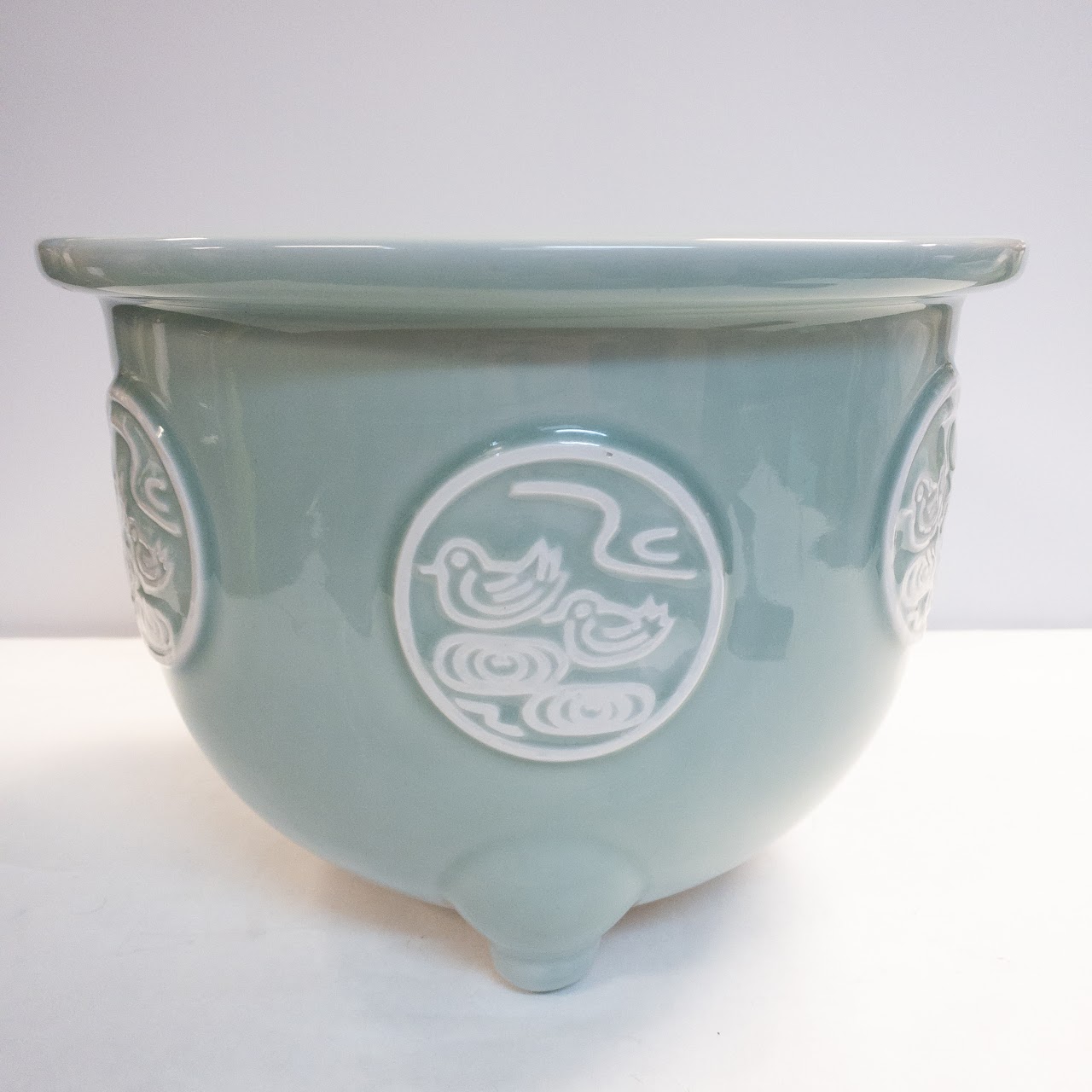 Gump's Footed Celadon Ceramic Planter