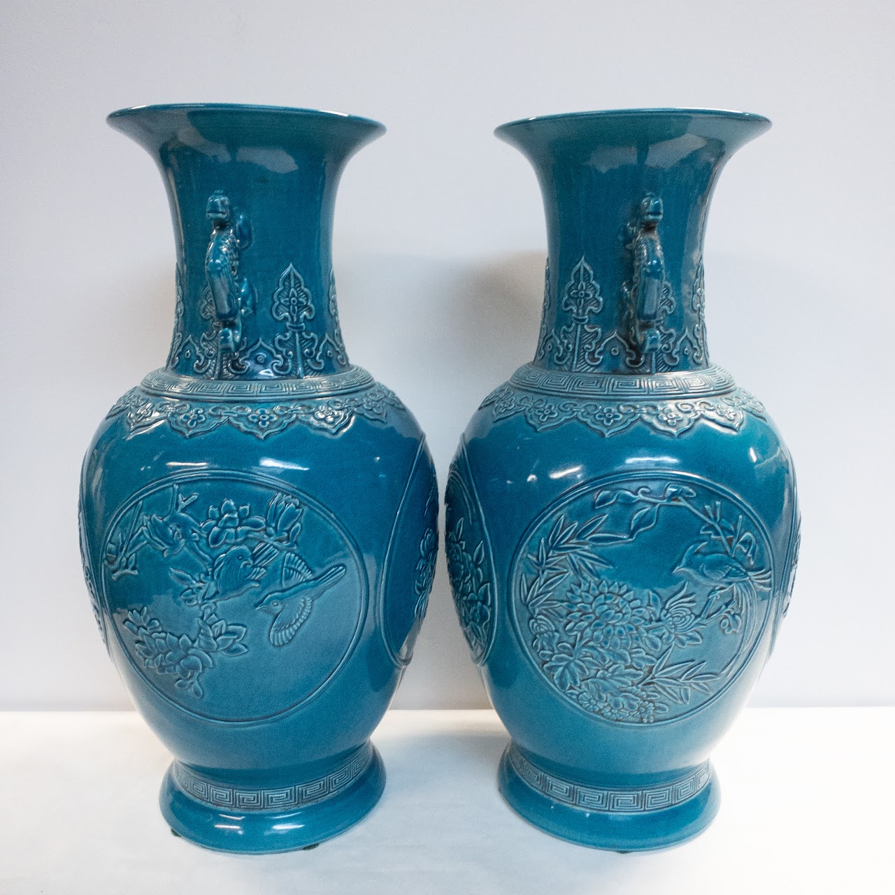 Pair of Turquoise Chinese Vases