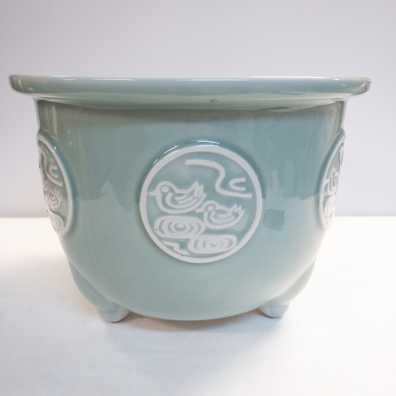 Gump's Footed Celadon Ceramic Planter