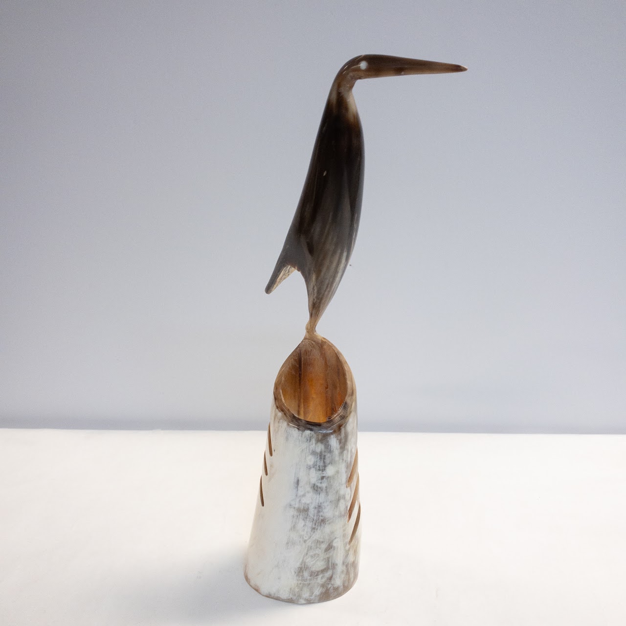 Steer Horn Carved Bird Figure