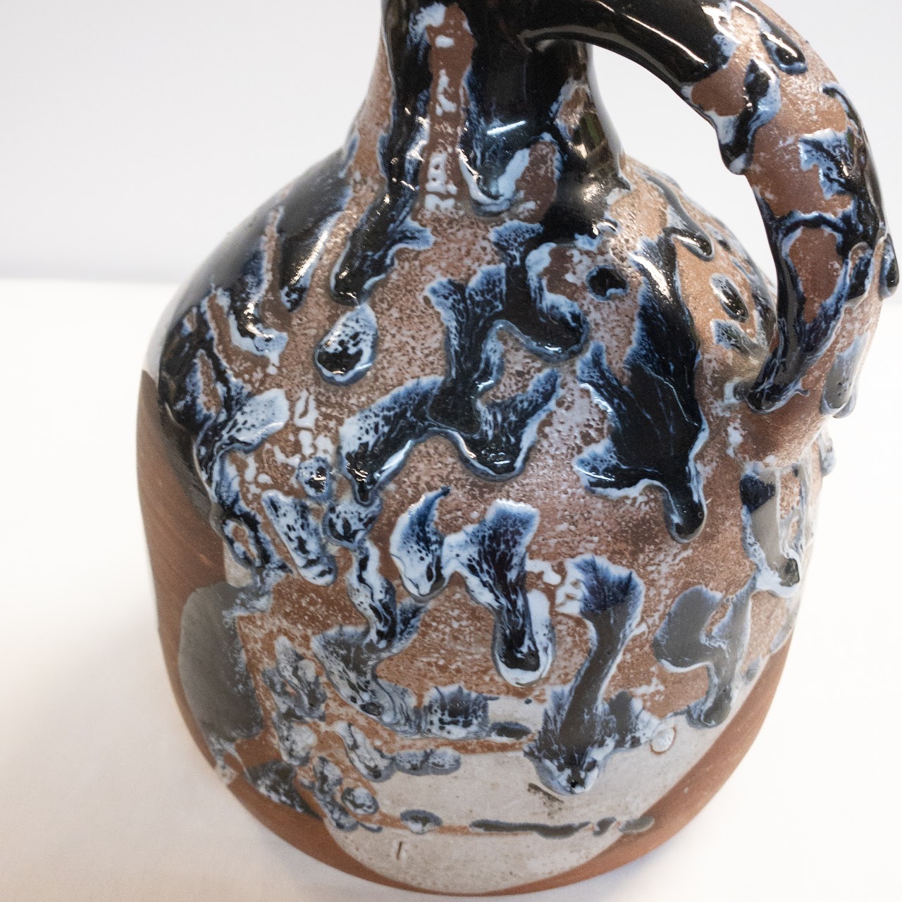 Cobalt Drip-Glazed Handled Jug