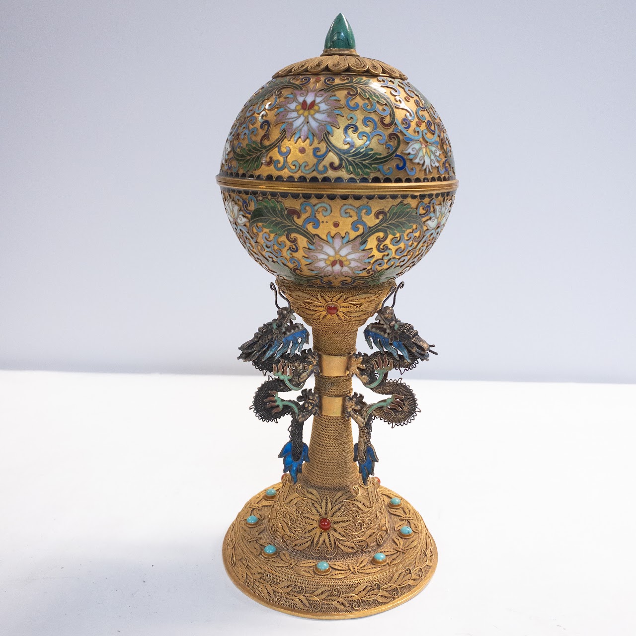 Chinese Export Footed Cloisonné Trinket Box