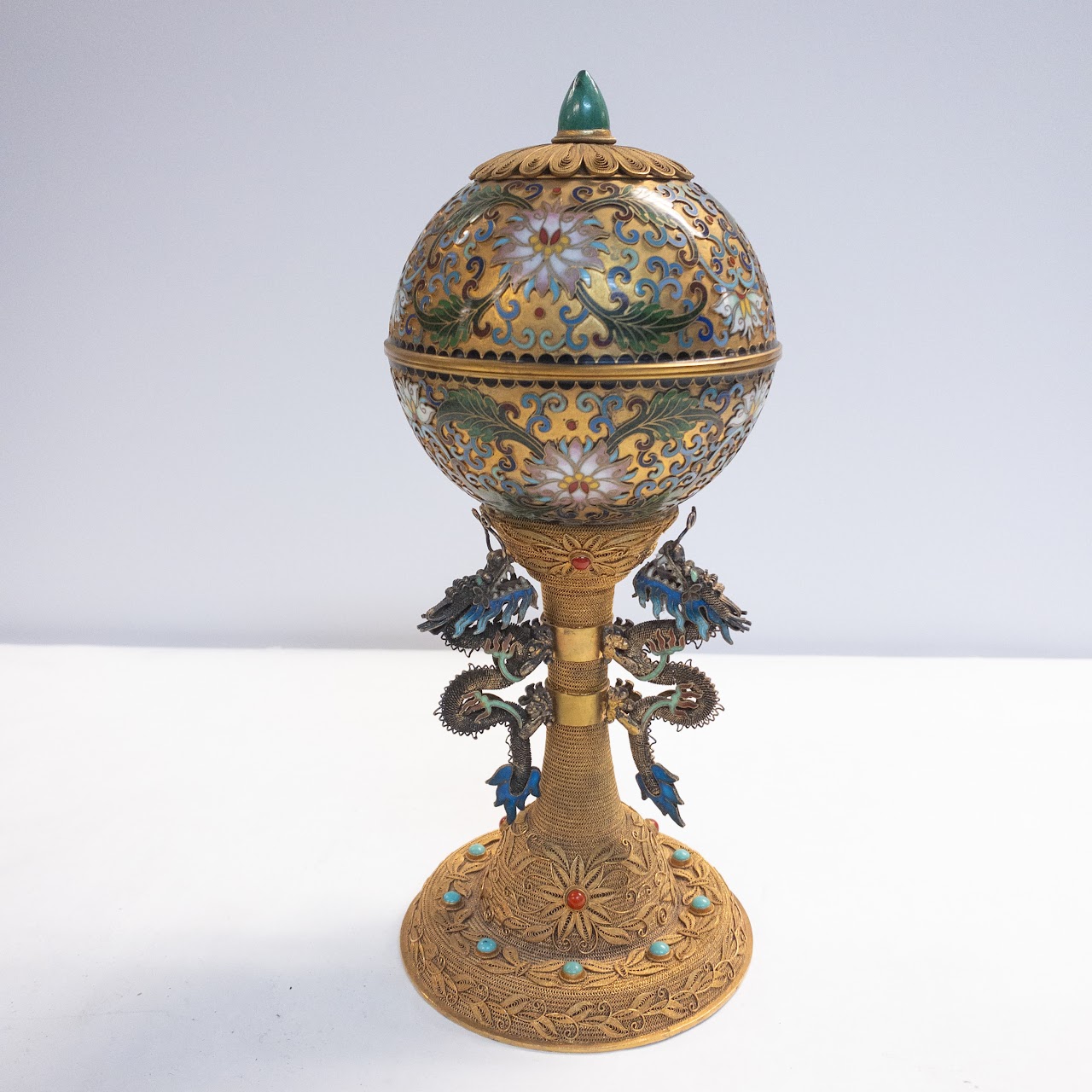 Chinese Export Footed Cloisonné Trinket Box