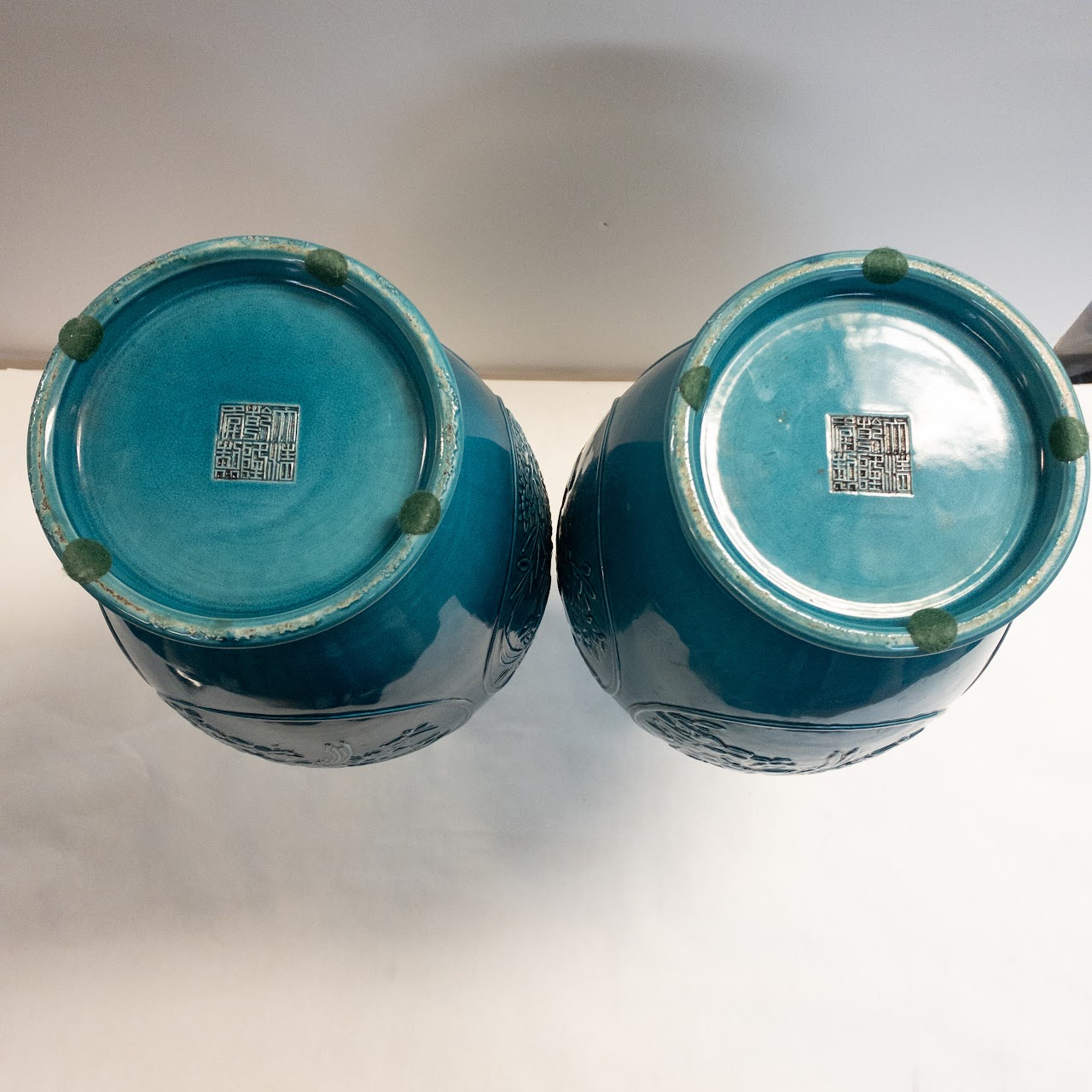 Pair of Turquoise Chinese Vases