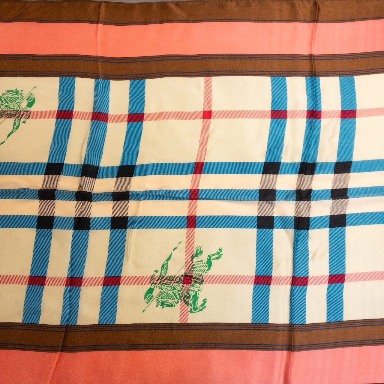 Burberry NEW Silk Raspberry Sorbet Check Scarf