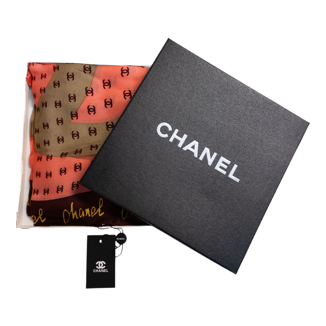 Chanel NEW Silk Rose Monogram Scarf