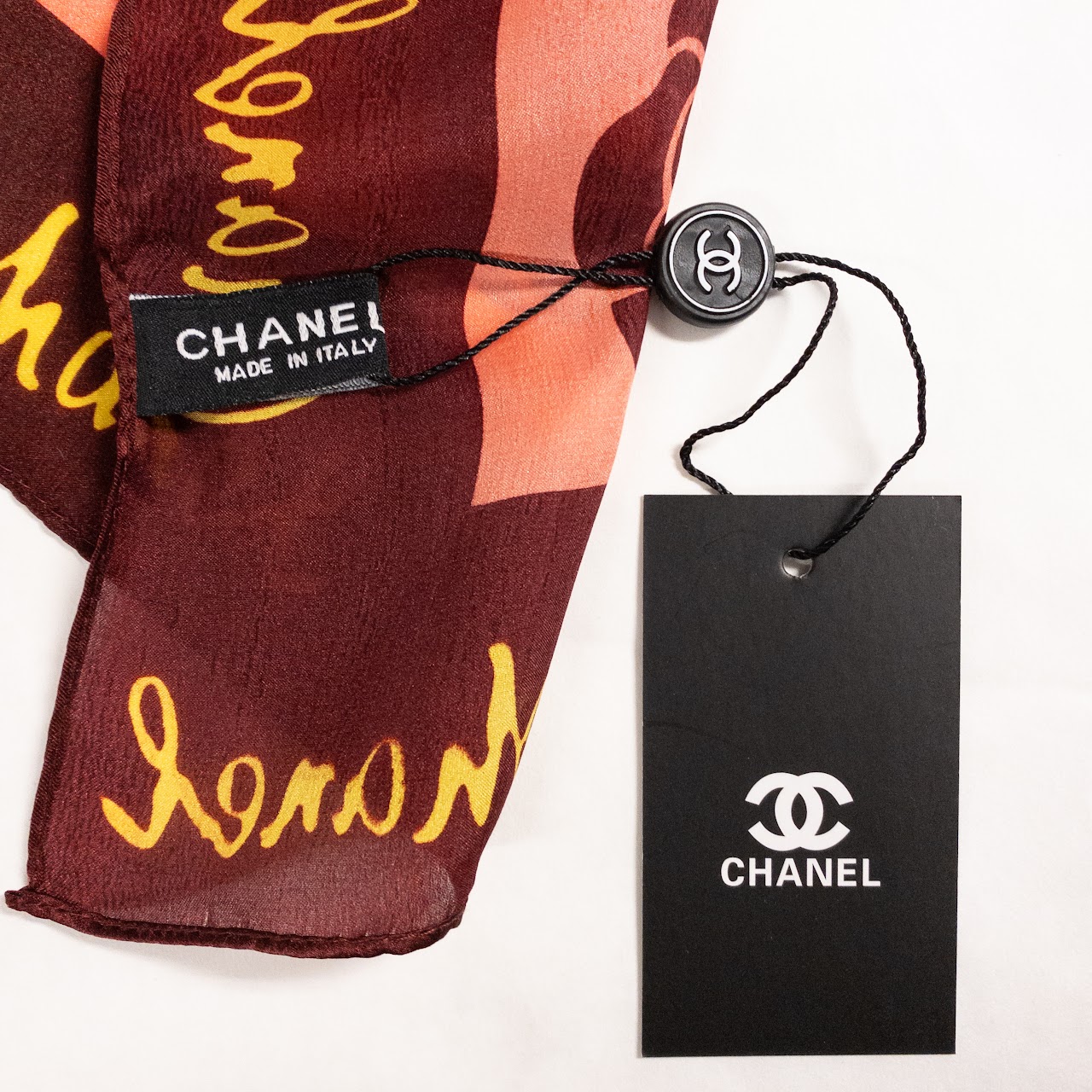 Chanel NEW Silk Rose Monogram Scarf