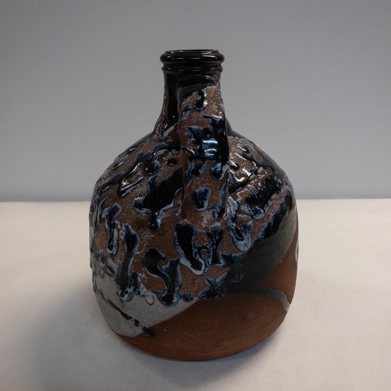 Cobalt Drip-Glazed Handled Jug