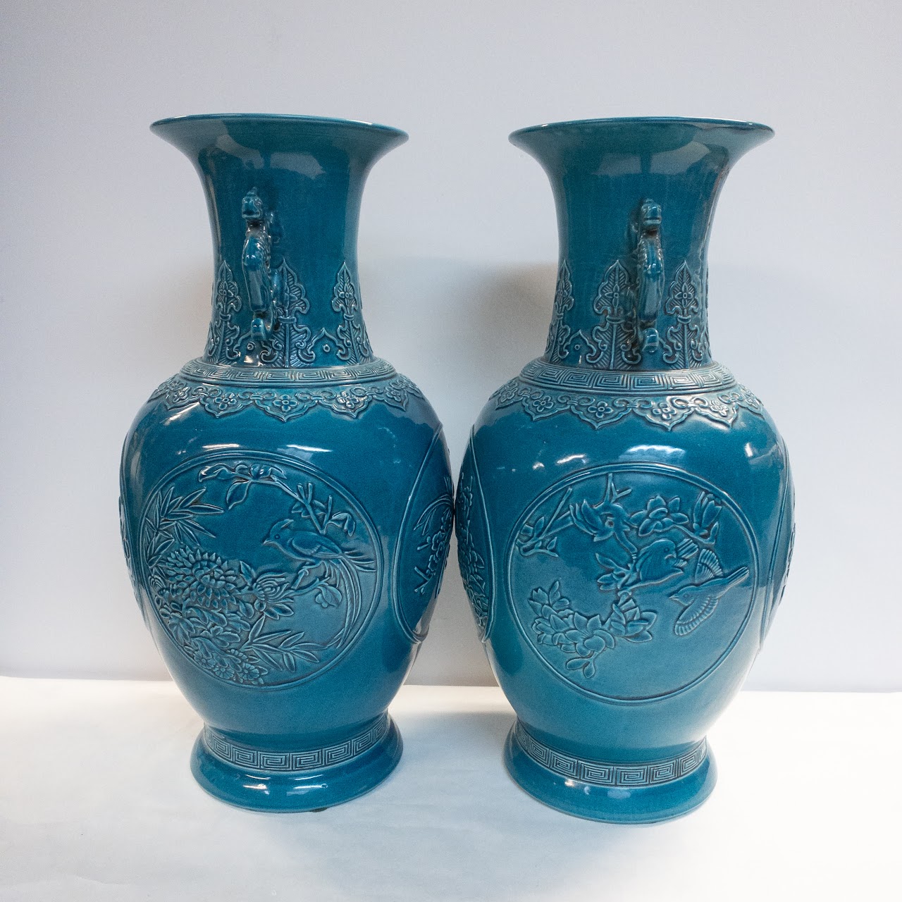 Pair of Turquoise Chinese Vases