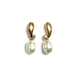 14K Pearl and Diamond Earrings