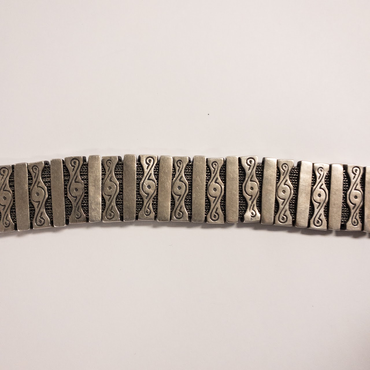 Sterling Silver Heavy Etched Link Bracelet