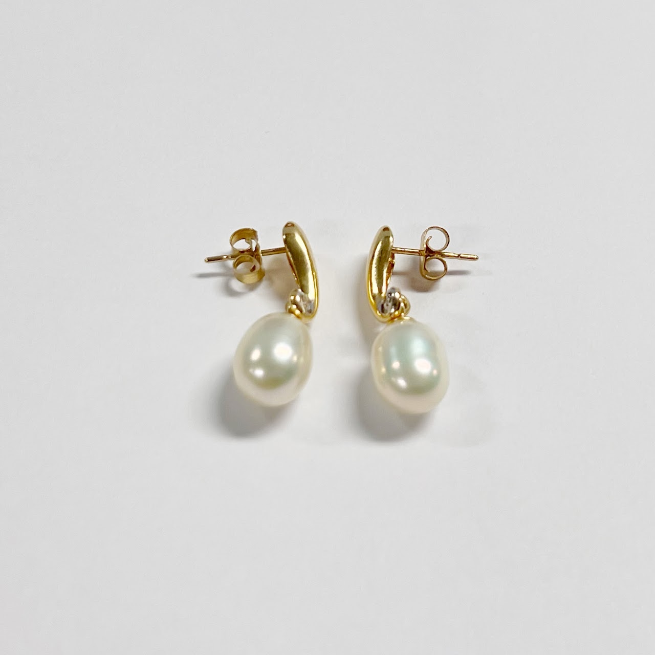 14K Pearl and Diamond Earrings