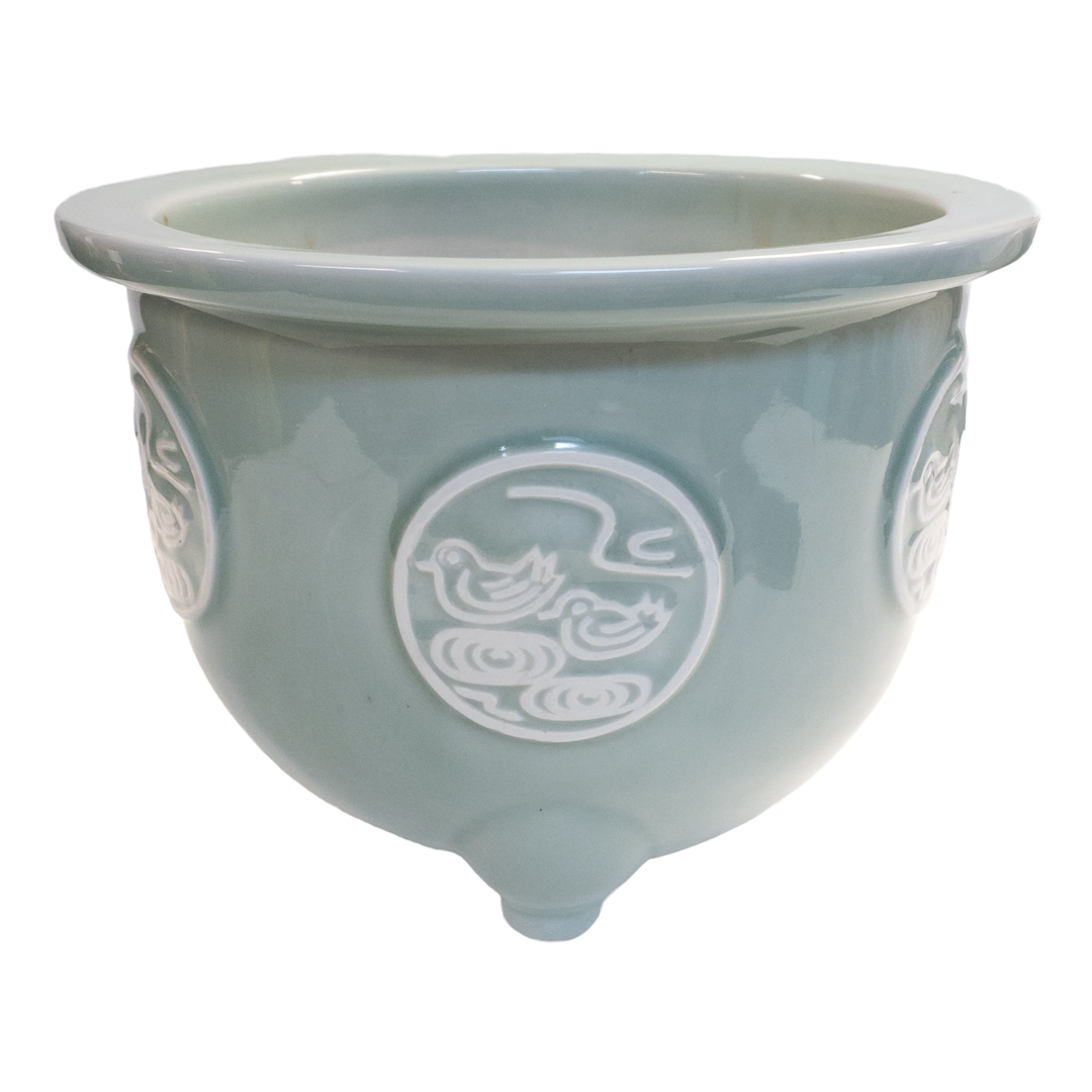 Gump's Footed Celadon Ceramic Planter