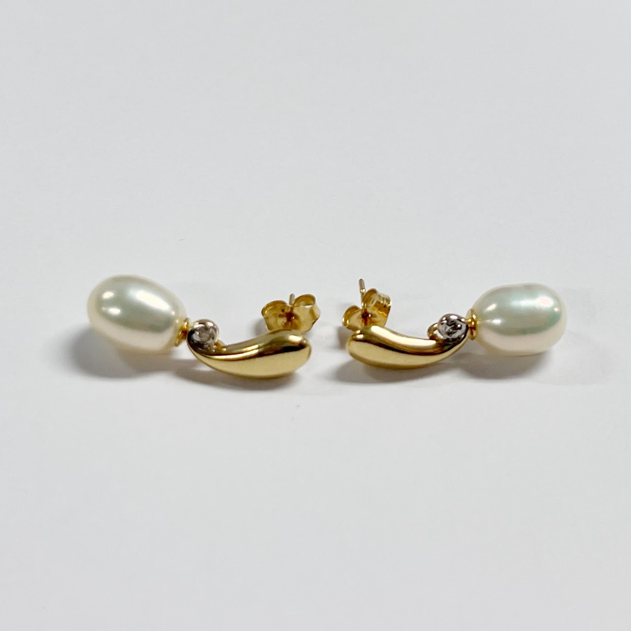 14K Pearl and Diamond Earrings