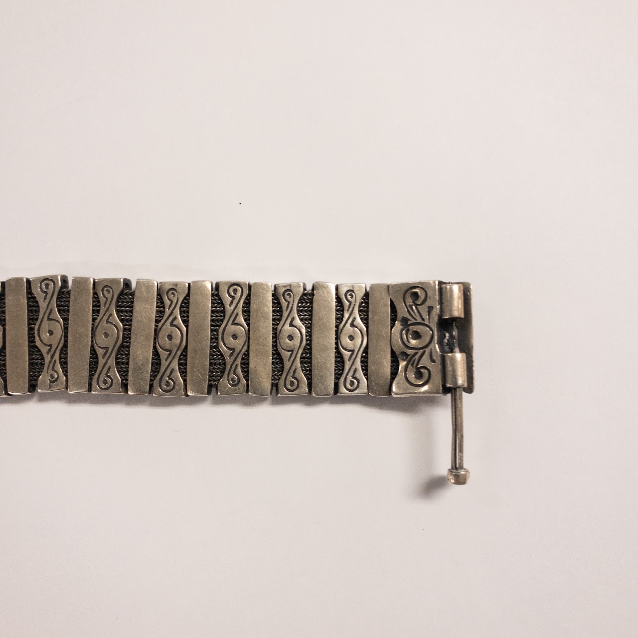 Sterling Silver Heavy Etched Link Bracelet