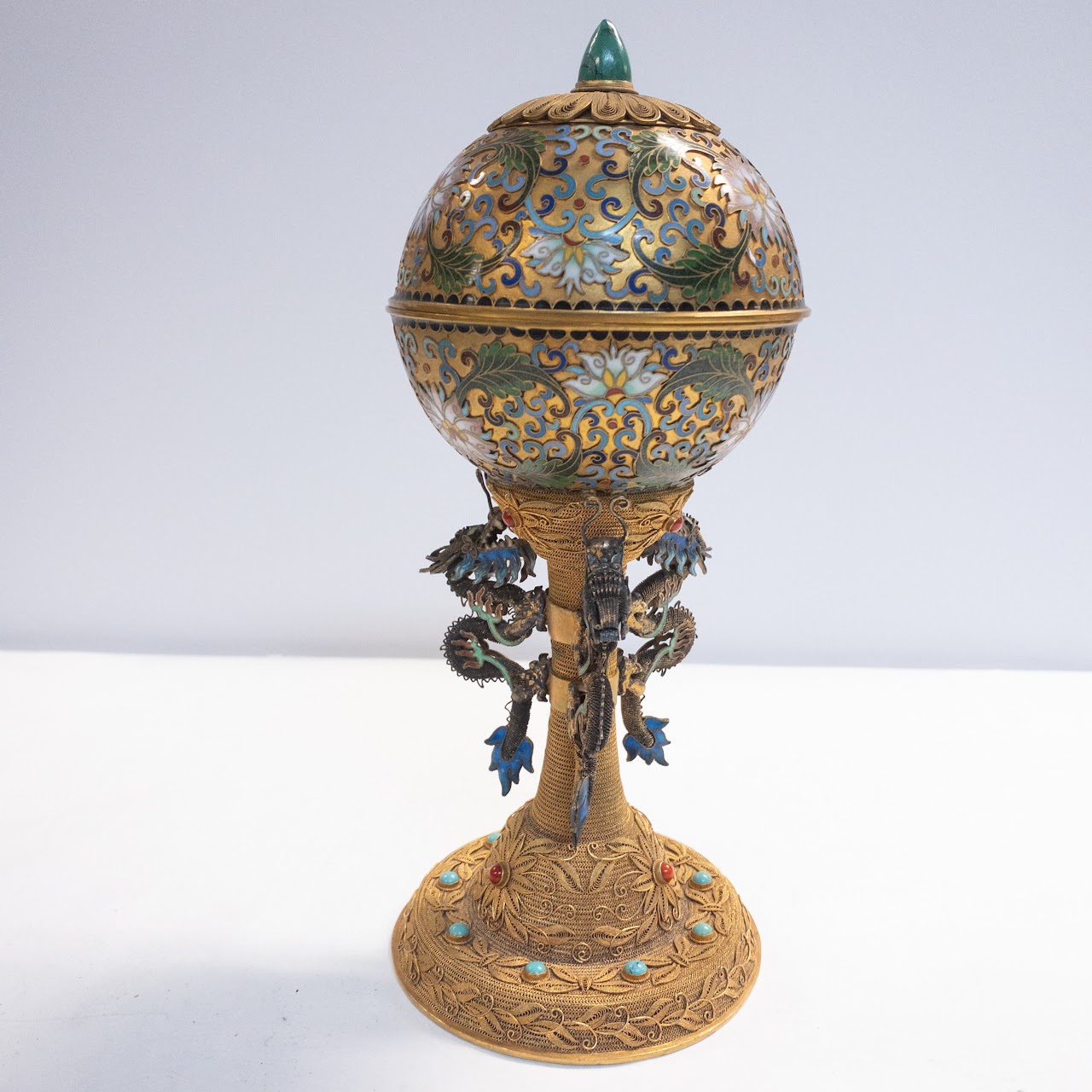 Chinese Export Footed Cloisonné Trinket Box