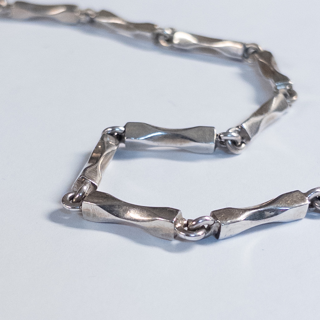 Sterling Silver Geometric Links Necklace