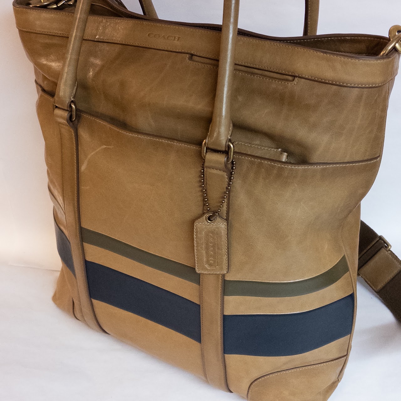 Coach Large Striped Leather Tote