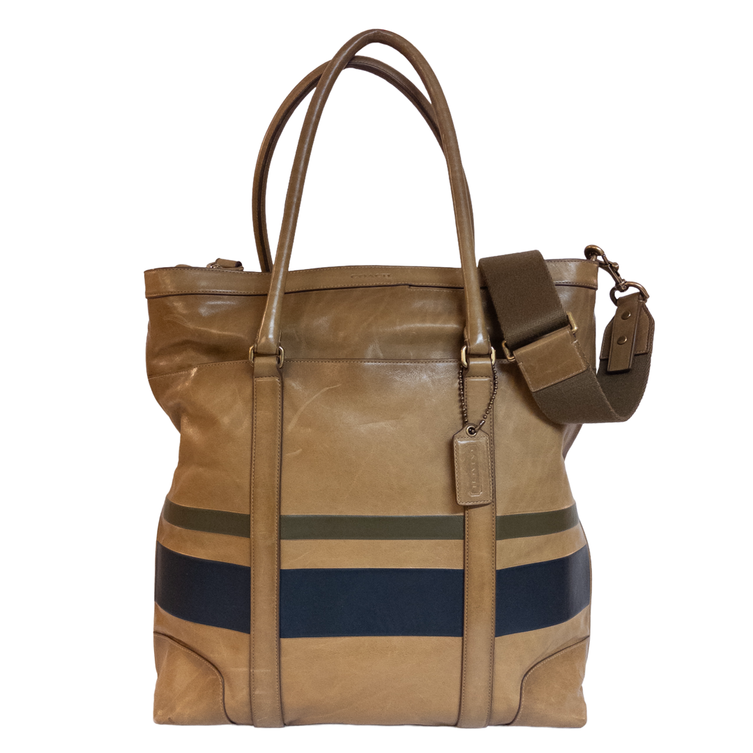 Coach Large Striped Leather Tote