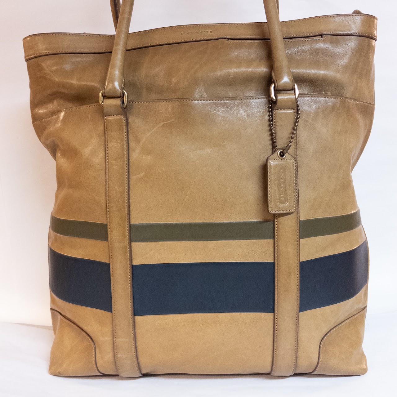 Coach Large Striped Leather Tote