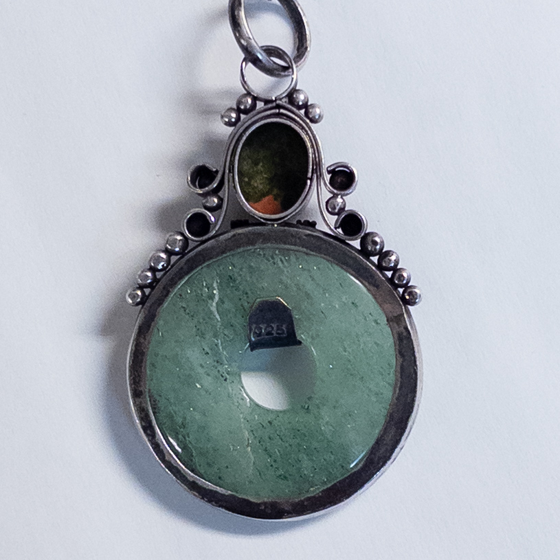 Sterling Silver and Green Jade Necklace