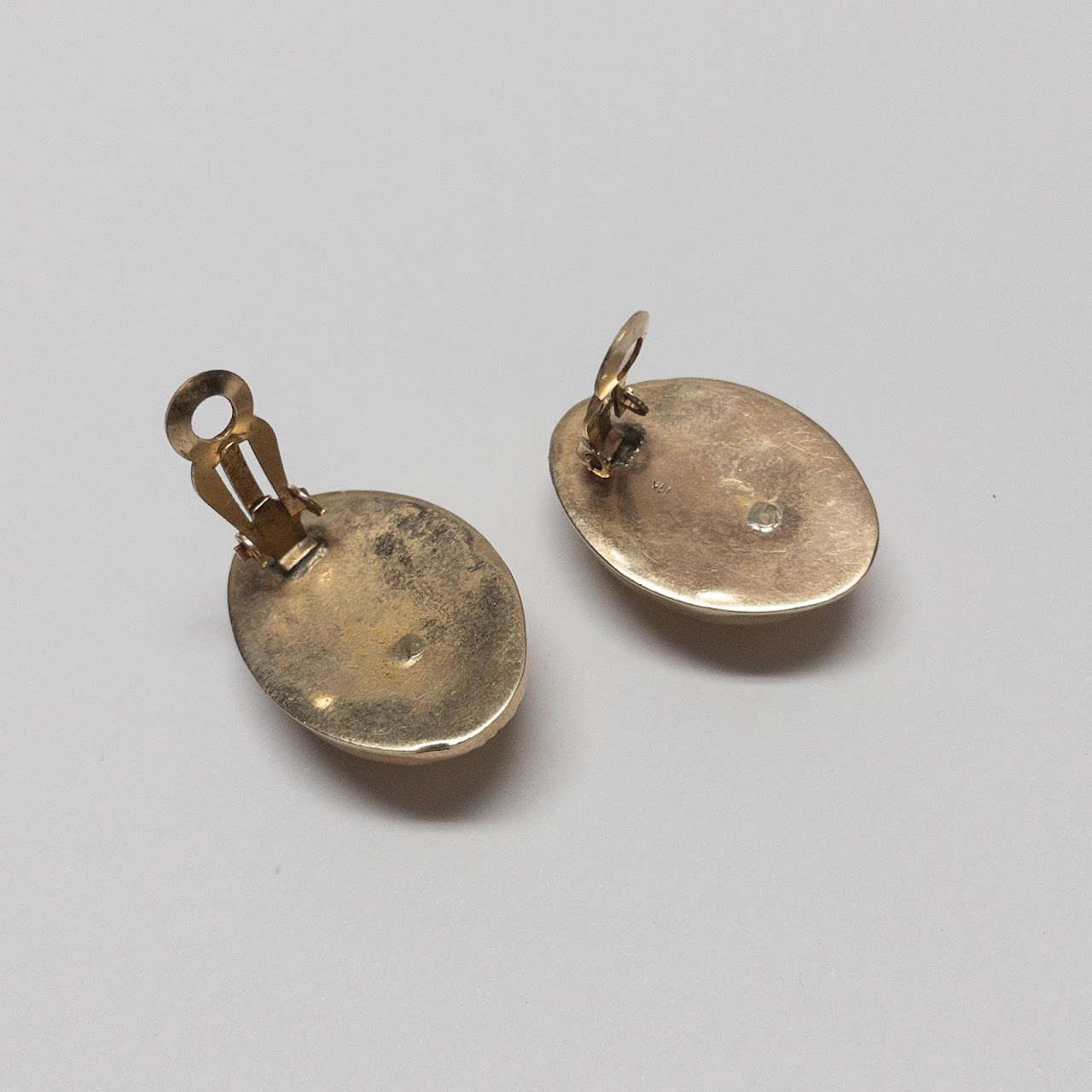 14K Gold Ridged Clip Earrings