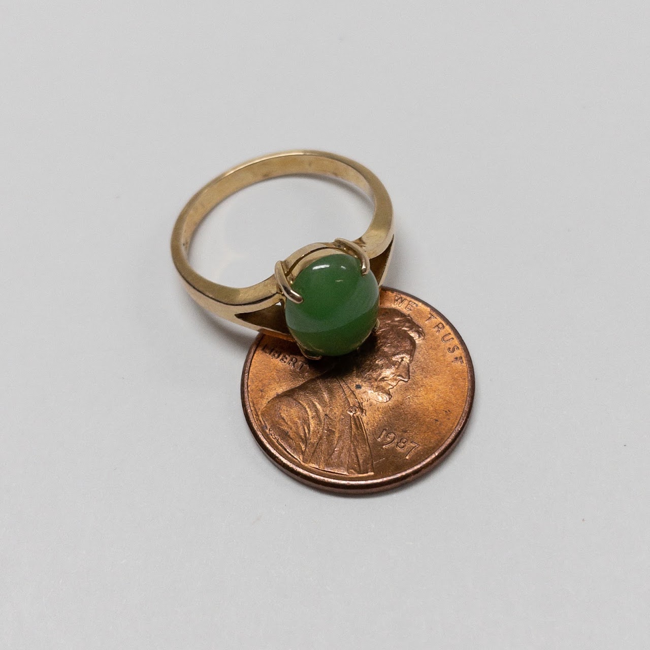 14K Gold and Green Stone Ring