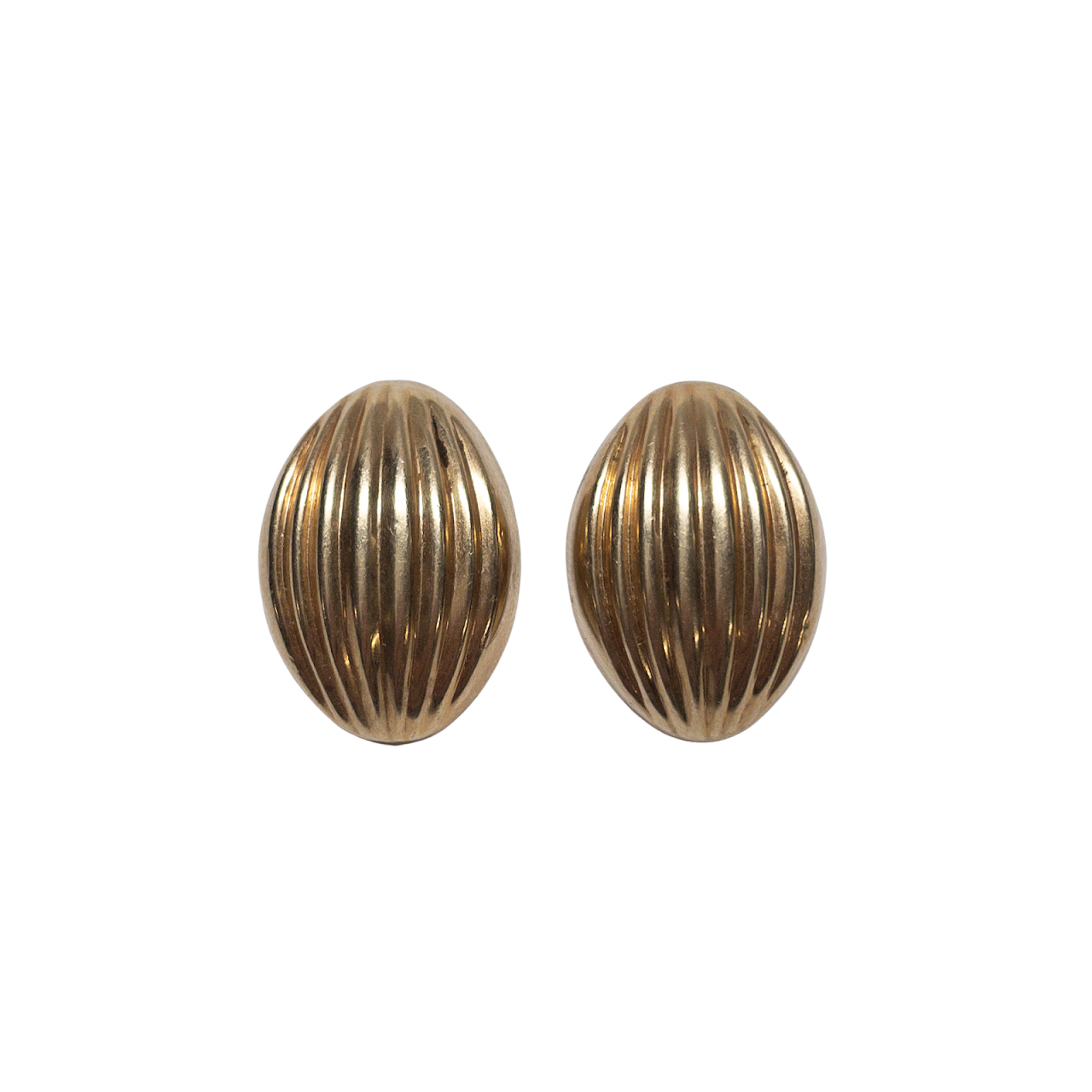 14K Gold Ridged Clip Earrings