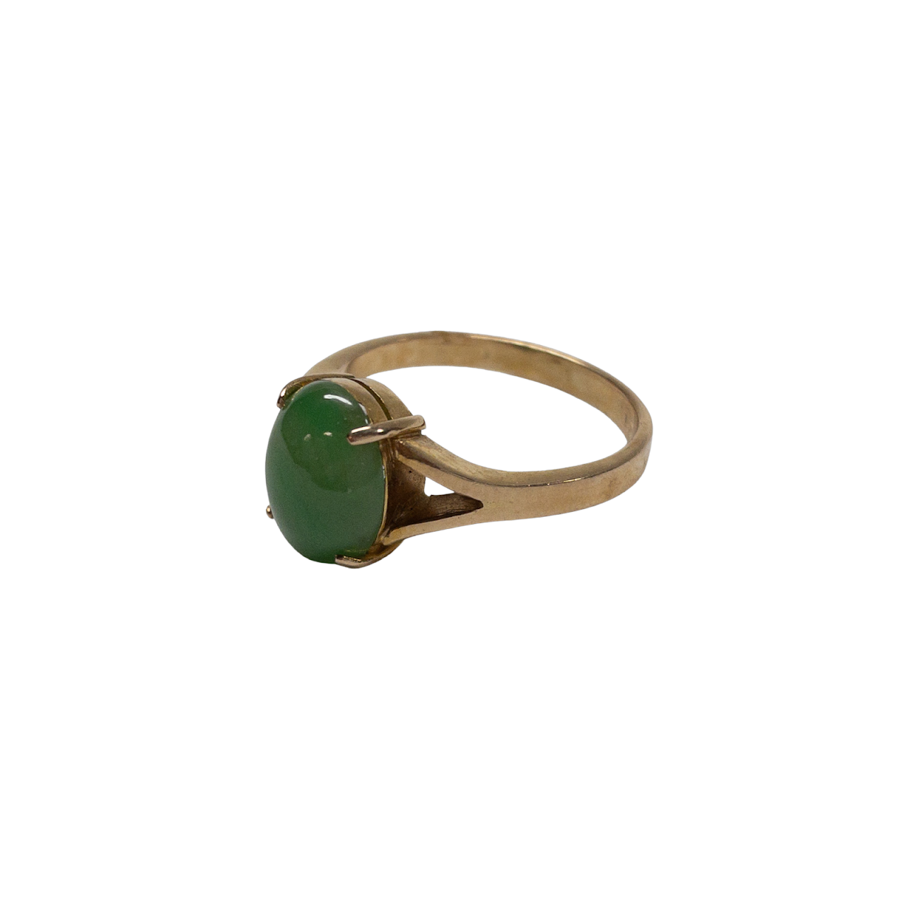 14K Gold and Green Stone Ring