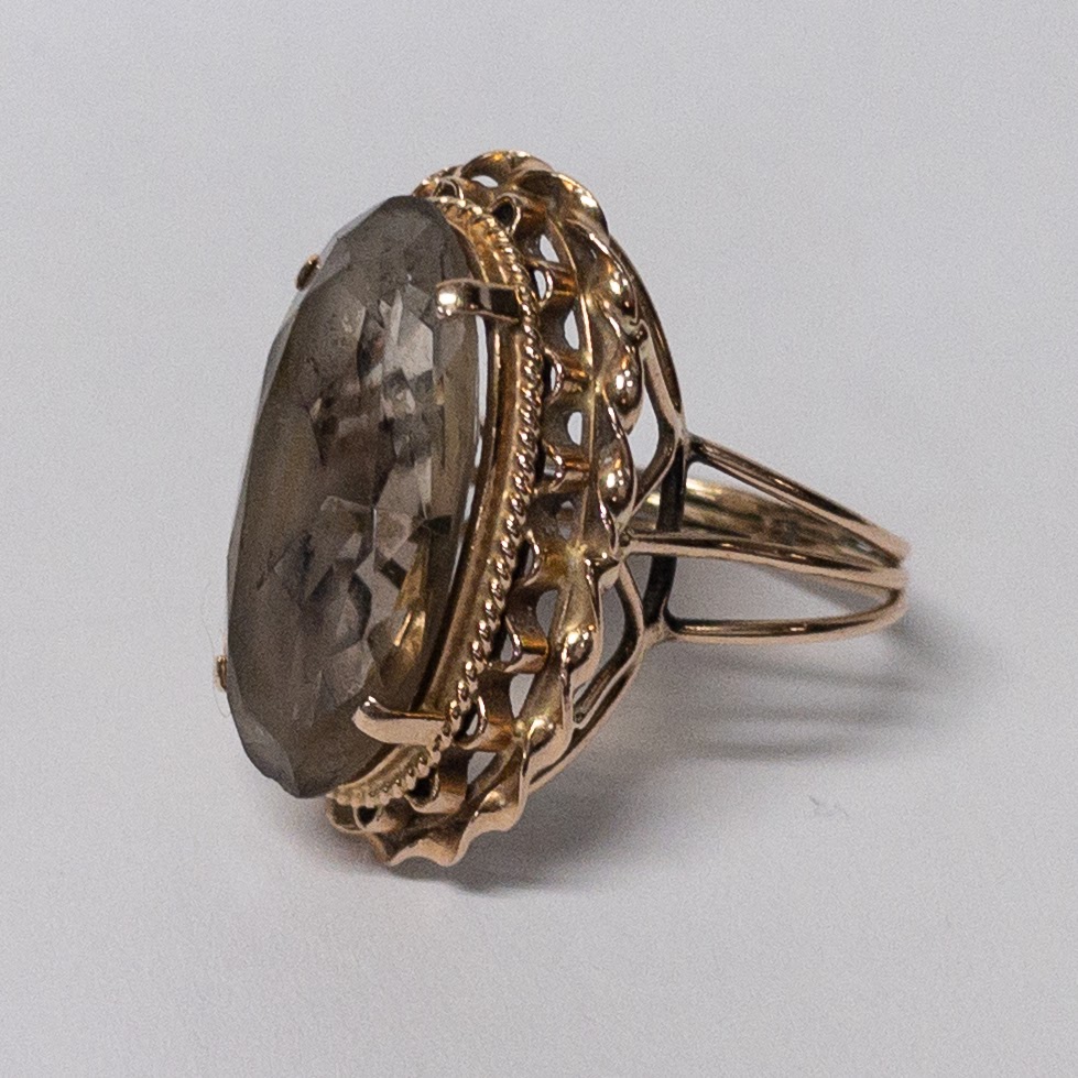 14K Gold & Smokey Quartz Ring