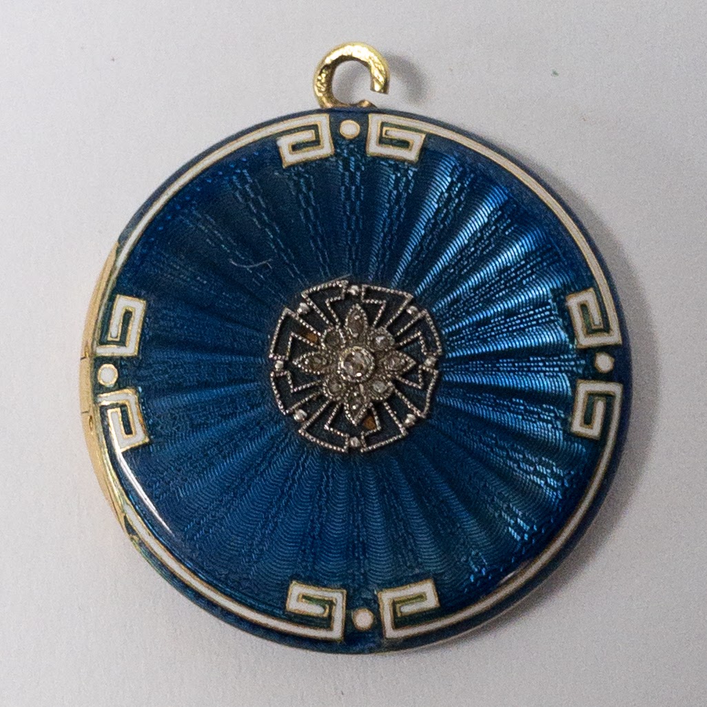 Enamel, 14K Gold & Diamond Locket Pendant