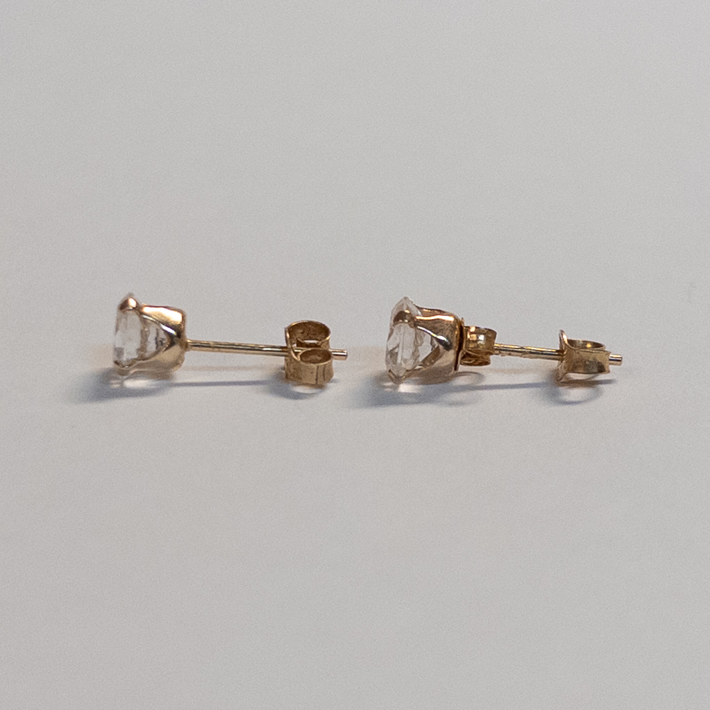 14K Gold and Clear Crystal Stud Earrings