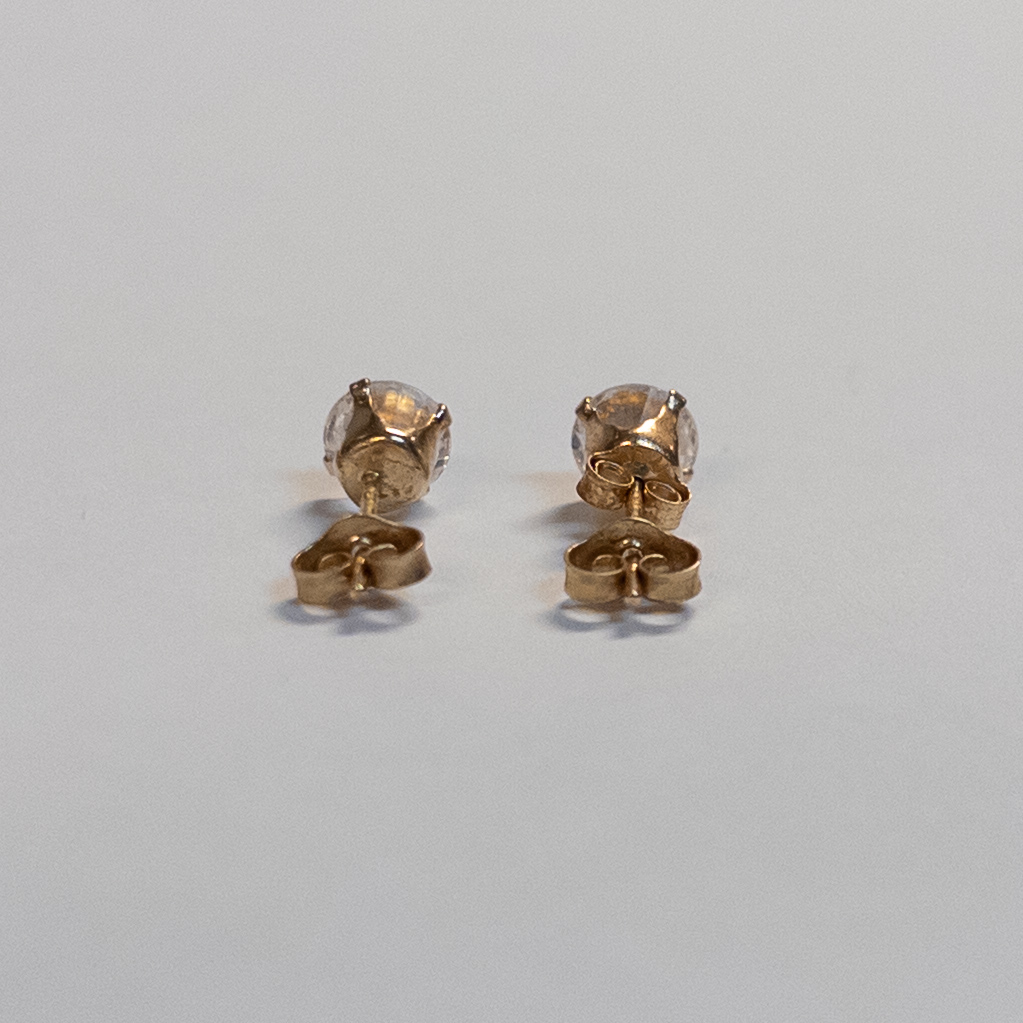 14K Gold and Clear Crystal Stud Earrings