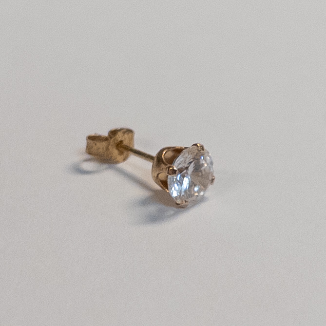 14K Gold and Clear Crystal Stud Earrings