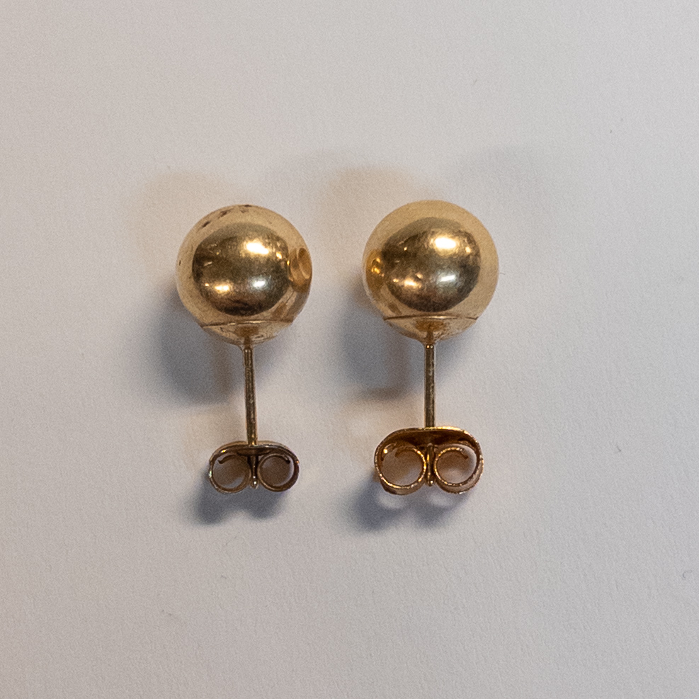 14K Gold Ball Stud Earrings