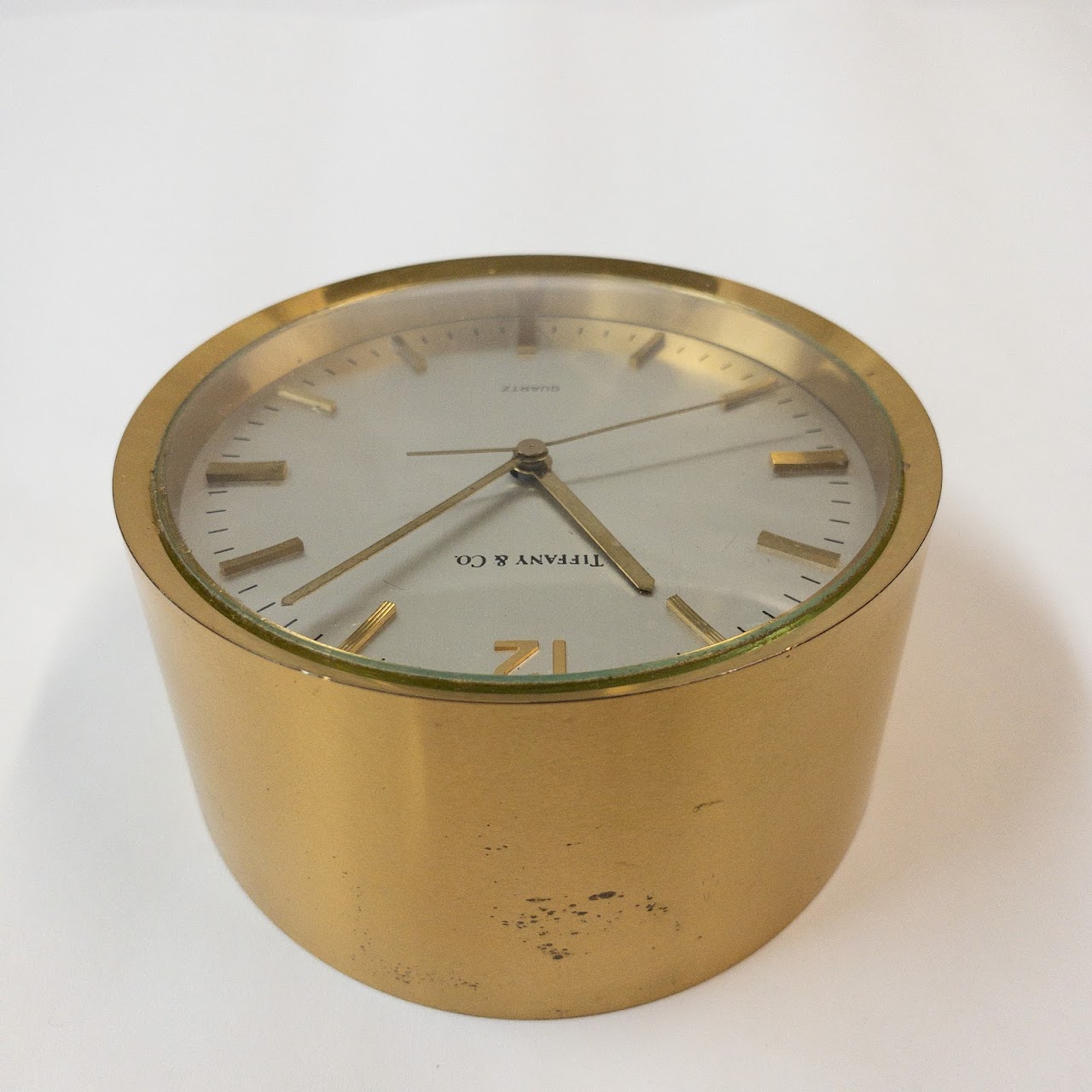 Tiffany & Co. Brass Circular Desk Clock