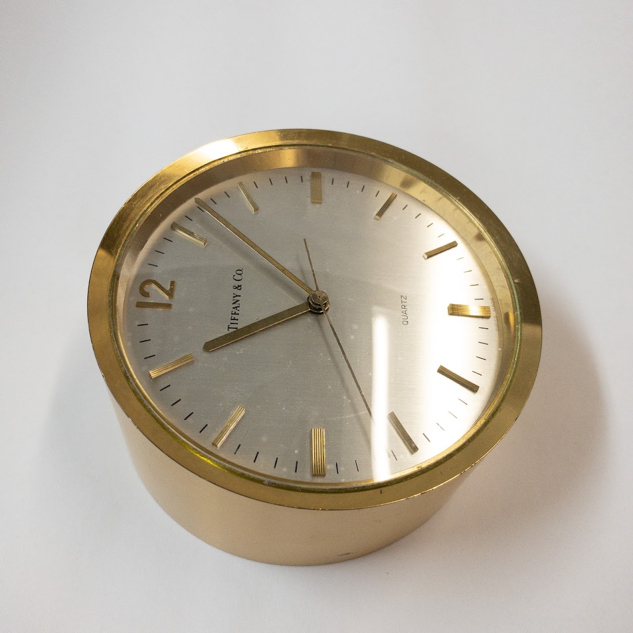 Tiffany & Co. Brass Circular Desk Clock