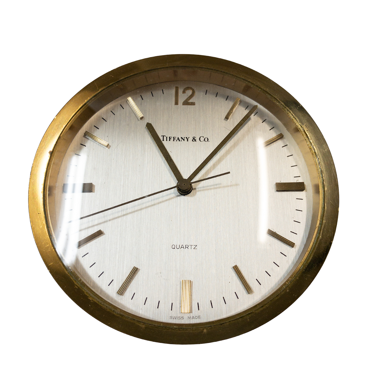 Tiffany & Co. Brass Circular Desk Clock