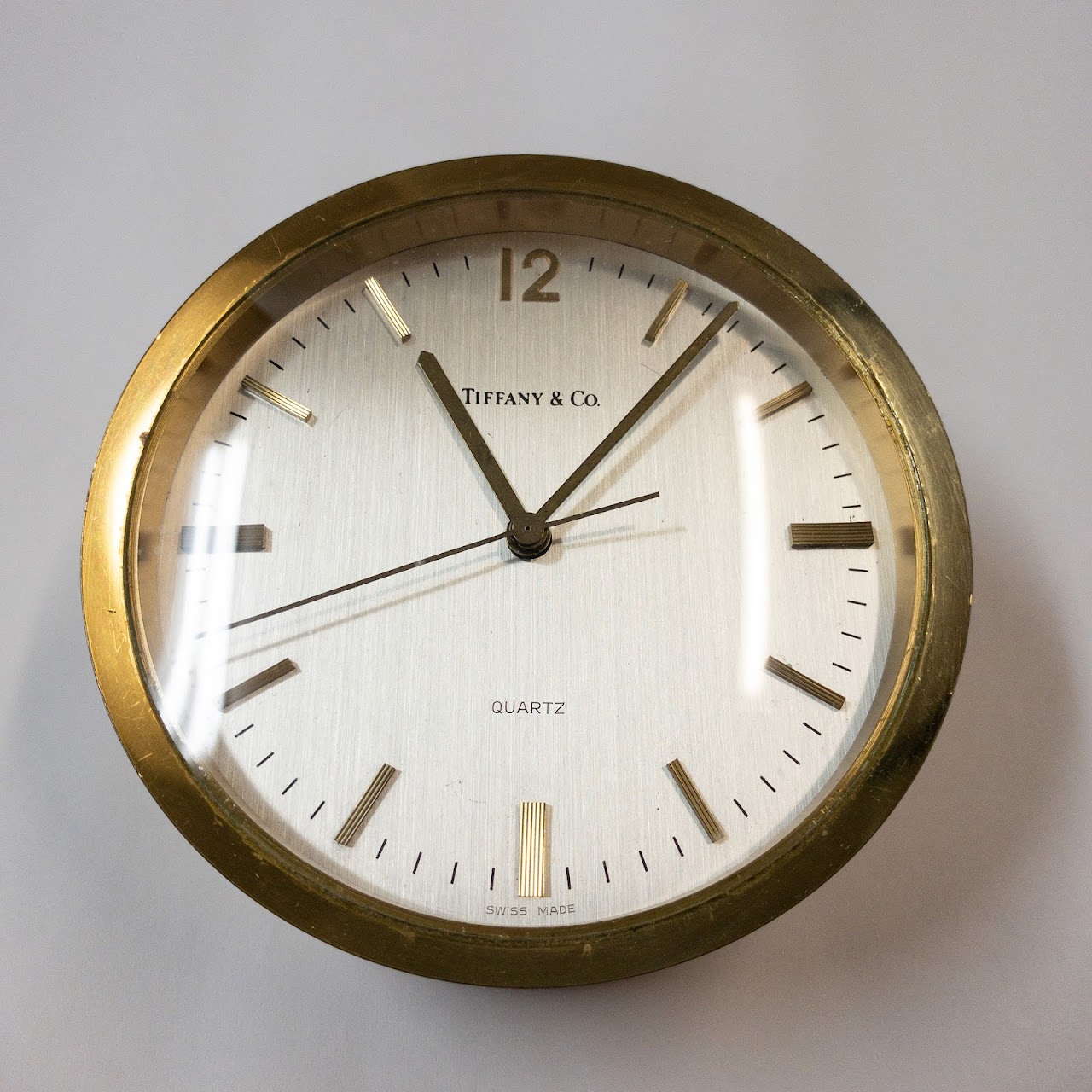 Tiffany & Co. Brass Circular Desk Clock