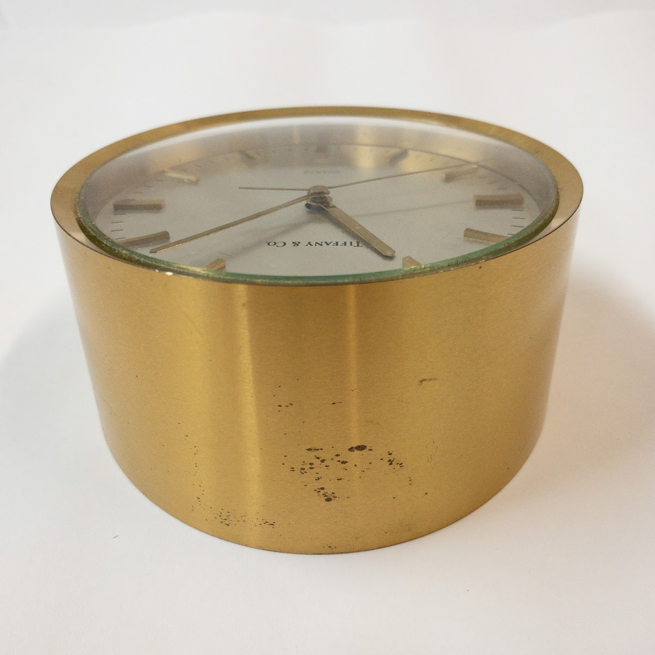 Tiffany & Co. Brass Circular Desk Clock