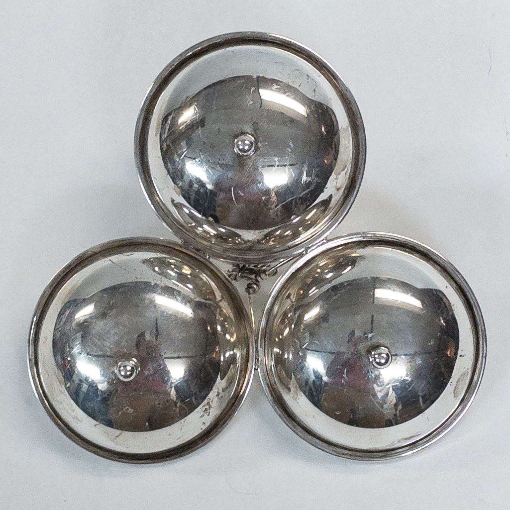 Sterling Silver Three-Bowl Handled Nut Dish