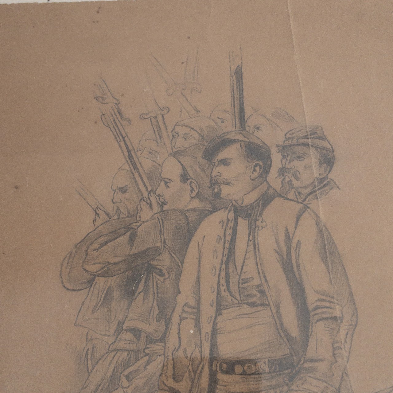 Antique Pencil Drawings of Soldiers