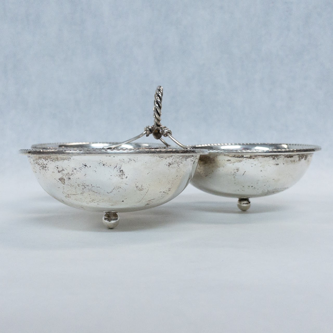 Sterling Silver Three-Bowl Handled Nut Dish