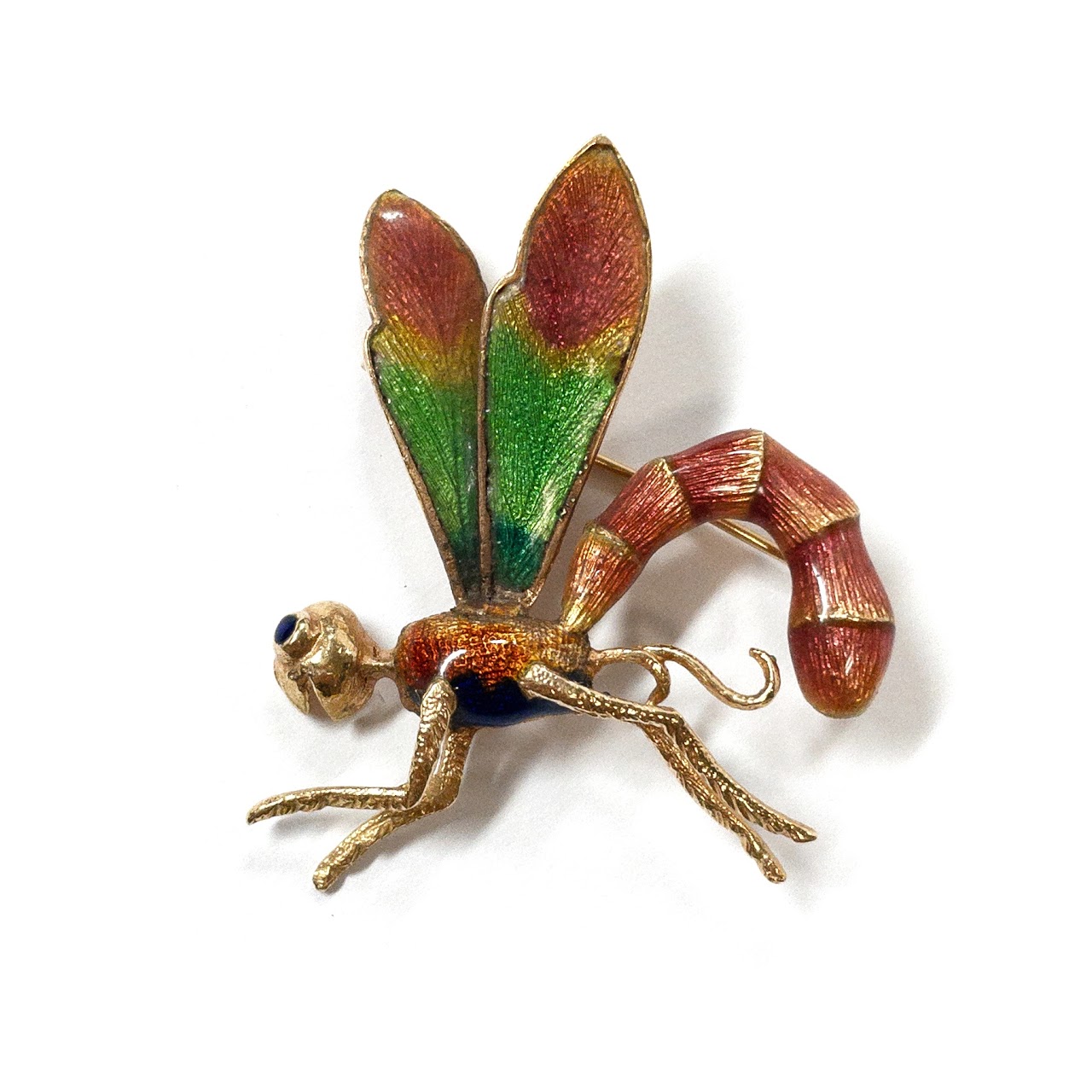 18K Gold and Enamel Dragonfly Brooch