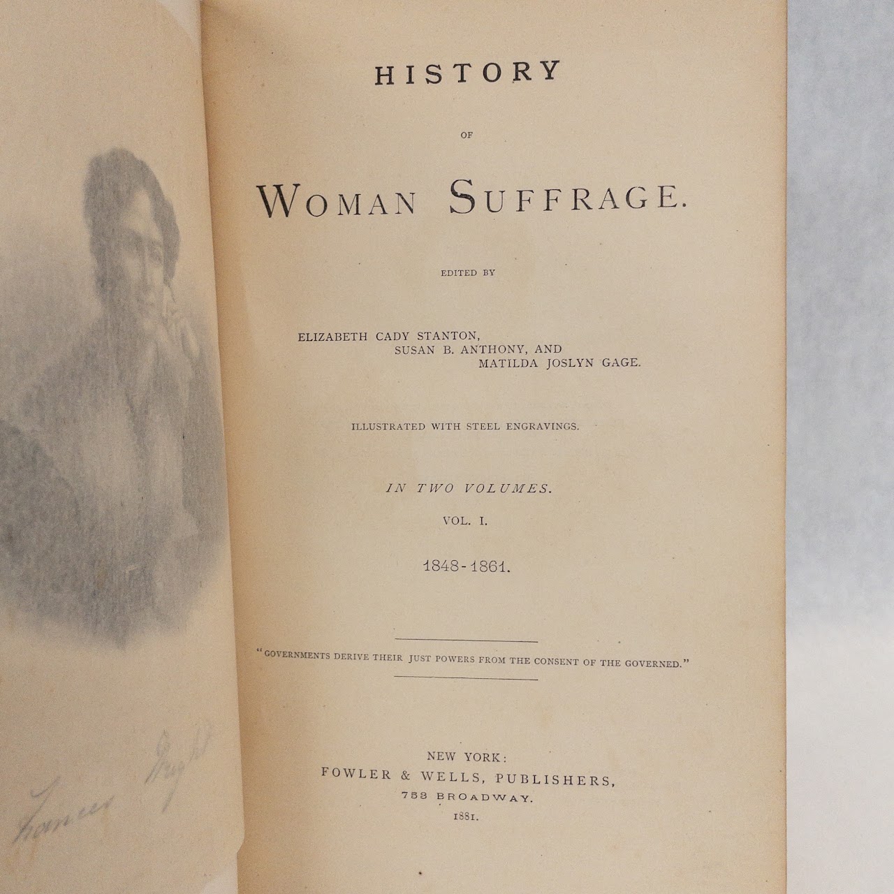 'The History of Woman's Suffrage Vol. 1' First Edition RARE Book