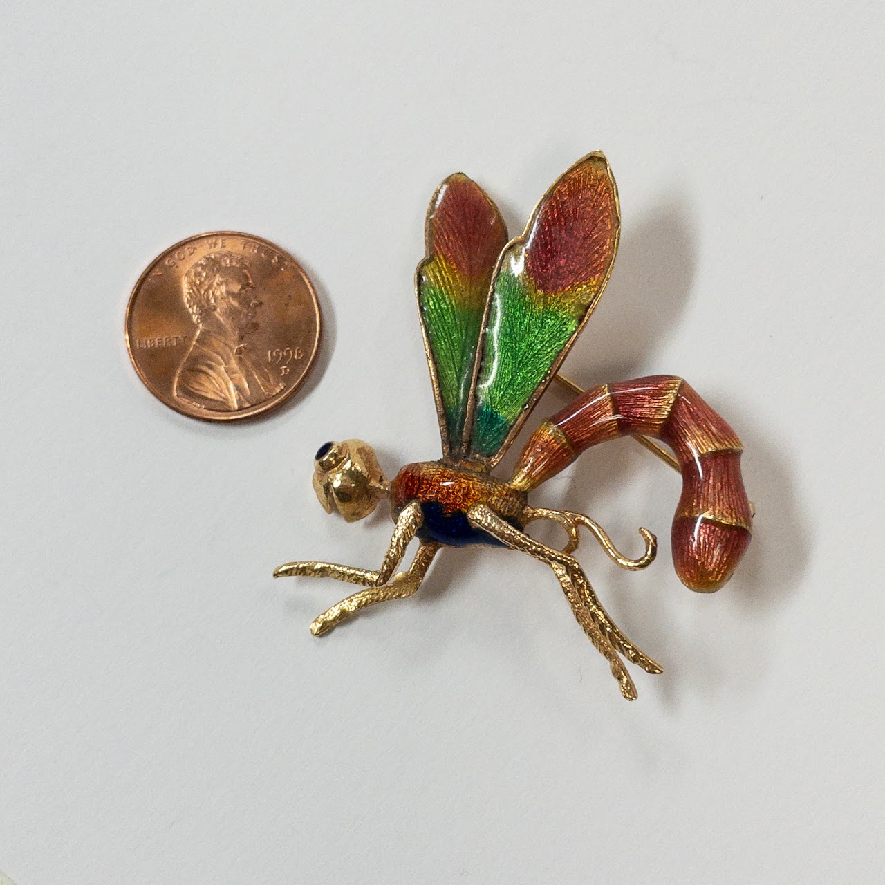 18K Gold and Enamel Dragonfly Brooch